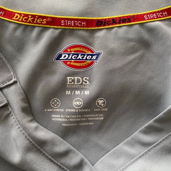 Dickies EDS Essentials Gray Scrub Set Size M Stretch Medical Uniform Top & Pants - Picture 7 of 16